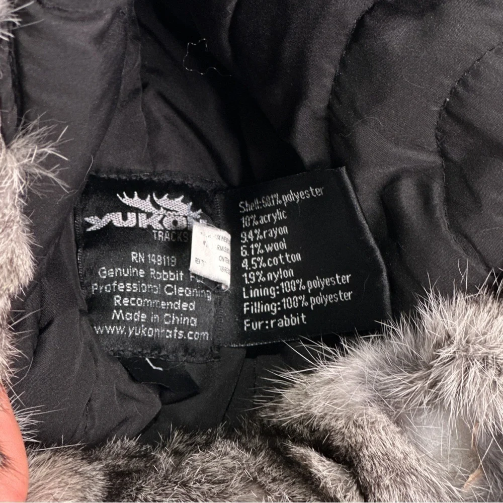 Yukon Tracks Mens Trapper Hat Rabbit Fur Buffalo Plaid Size L